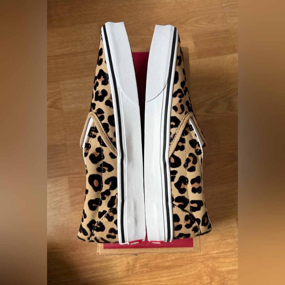 Vans Leopard Print Slip-On Sneakers - Tan, Black - Picture 6 of 8